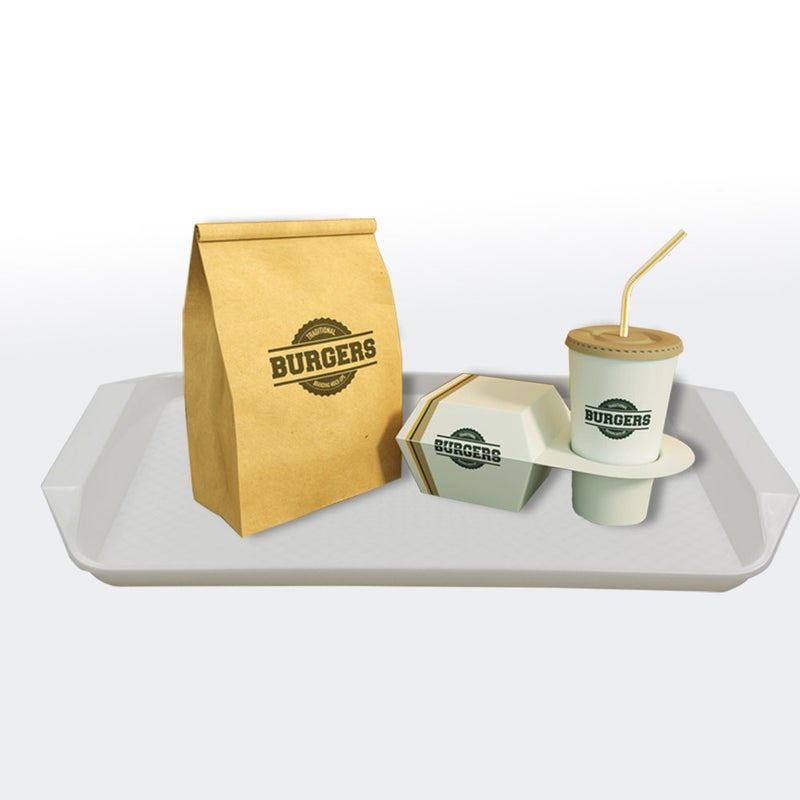 Lesbin White Plastic Fast Food Serving Trays, 16.9-Inch by 12-Inch, Set of 4 - Image 5